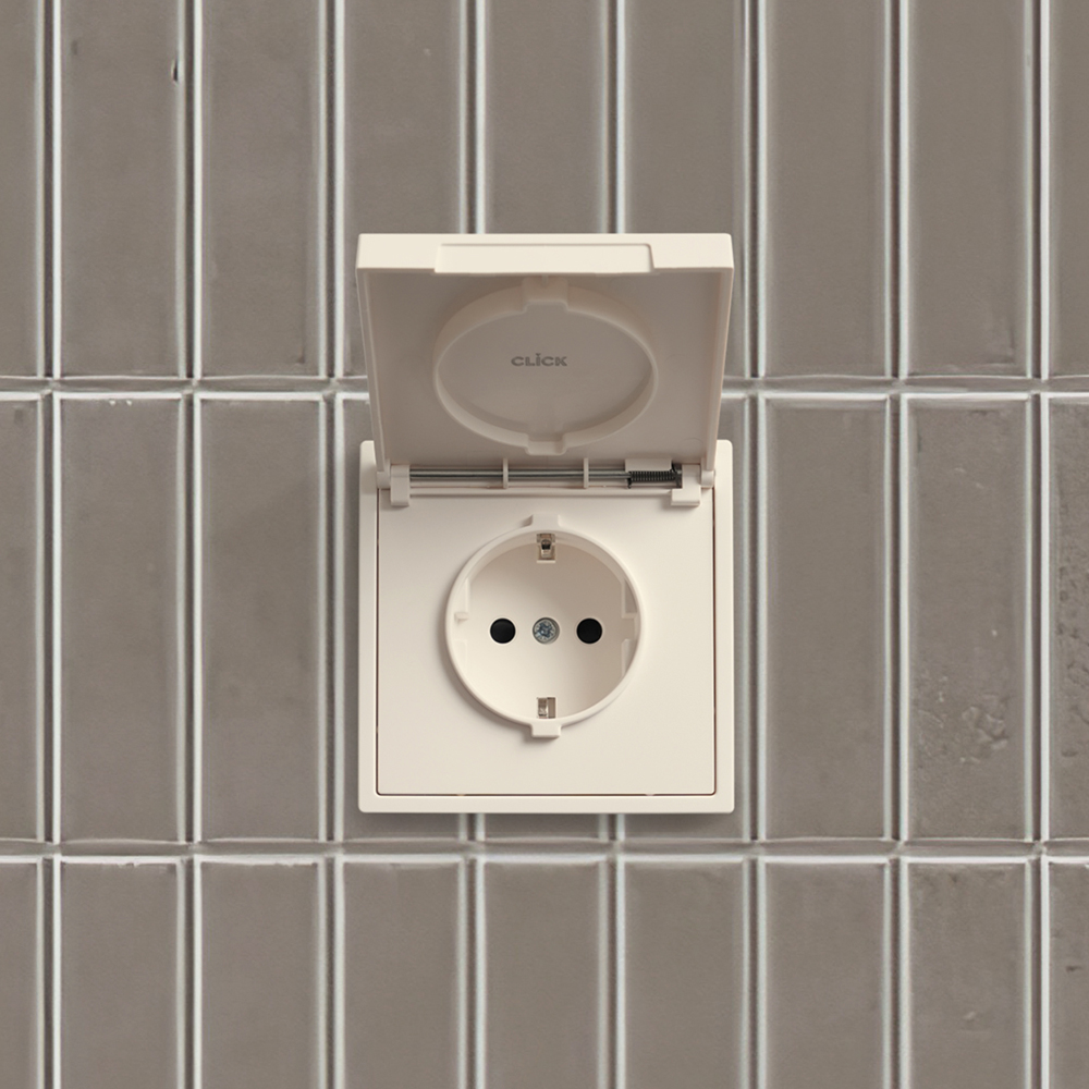 클릭 방우 콘센트 아이보리 방수 커버 CLICK 화장실 방우형 세탁실 베란다 이미지 2