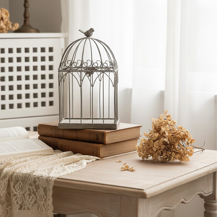 튈르리 철제 버드 데코 사각 케이지 장식 북유럽 인테리어 테이블 소품 장식품 S