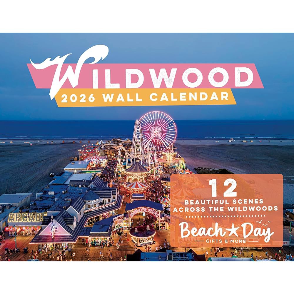 Wildwood 2026 벽 달력 - 43.2cm(11 비치 27.9 하우스에 에디션 아름다운 x 적합 또는 가로지르는 뉴저지(NJ) 애호가의 와일드우드 17인치) 기숙사 12개의 - 상품 이미지