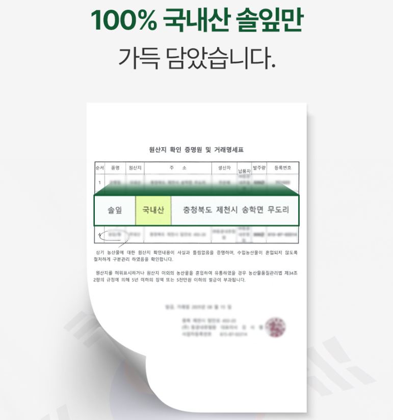 국산 솔잎 차 티백 순수 솔잎차 100% 송엽차 생분해 필터 티백 50개입, 3개 이미지 7