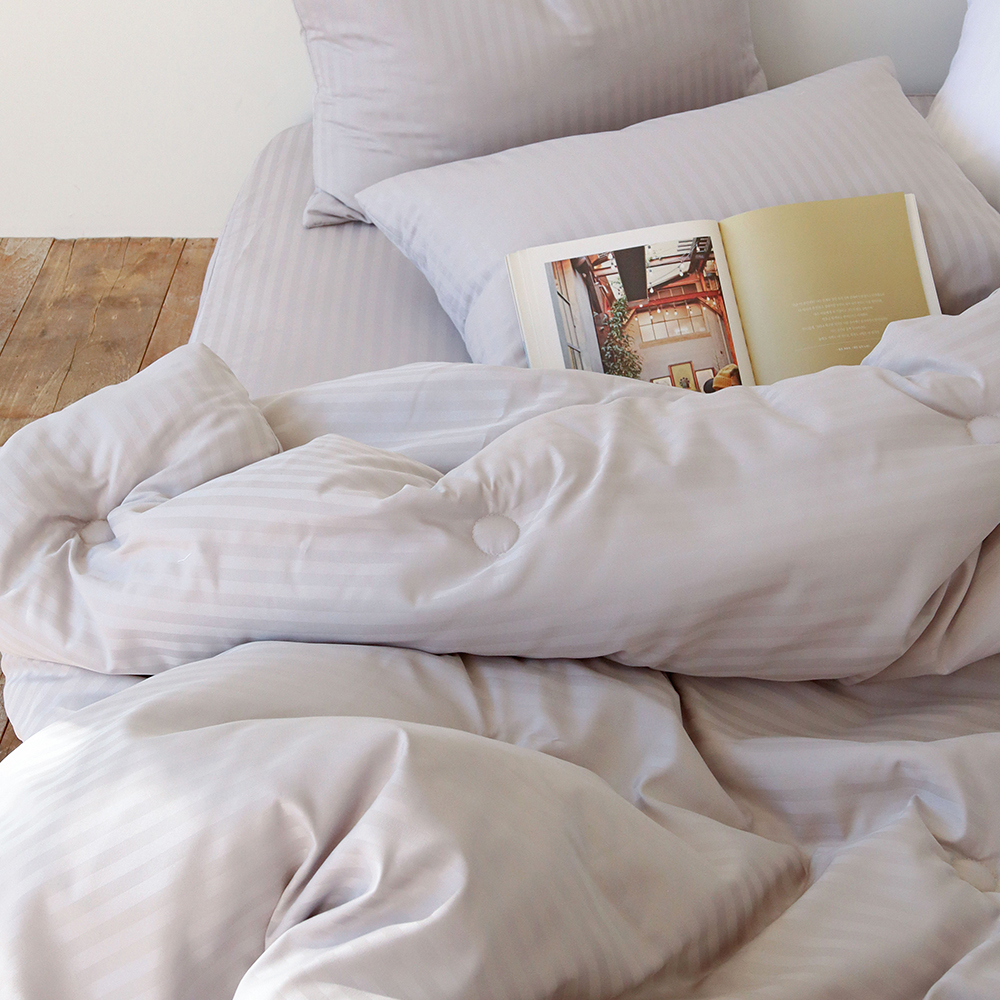 프리즈 먼지없는 호텔이불 광폭 마이크로 도비 스트라이프 항균 사계절 차렵이불 세트 Q