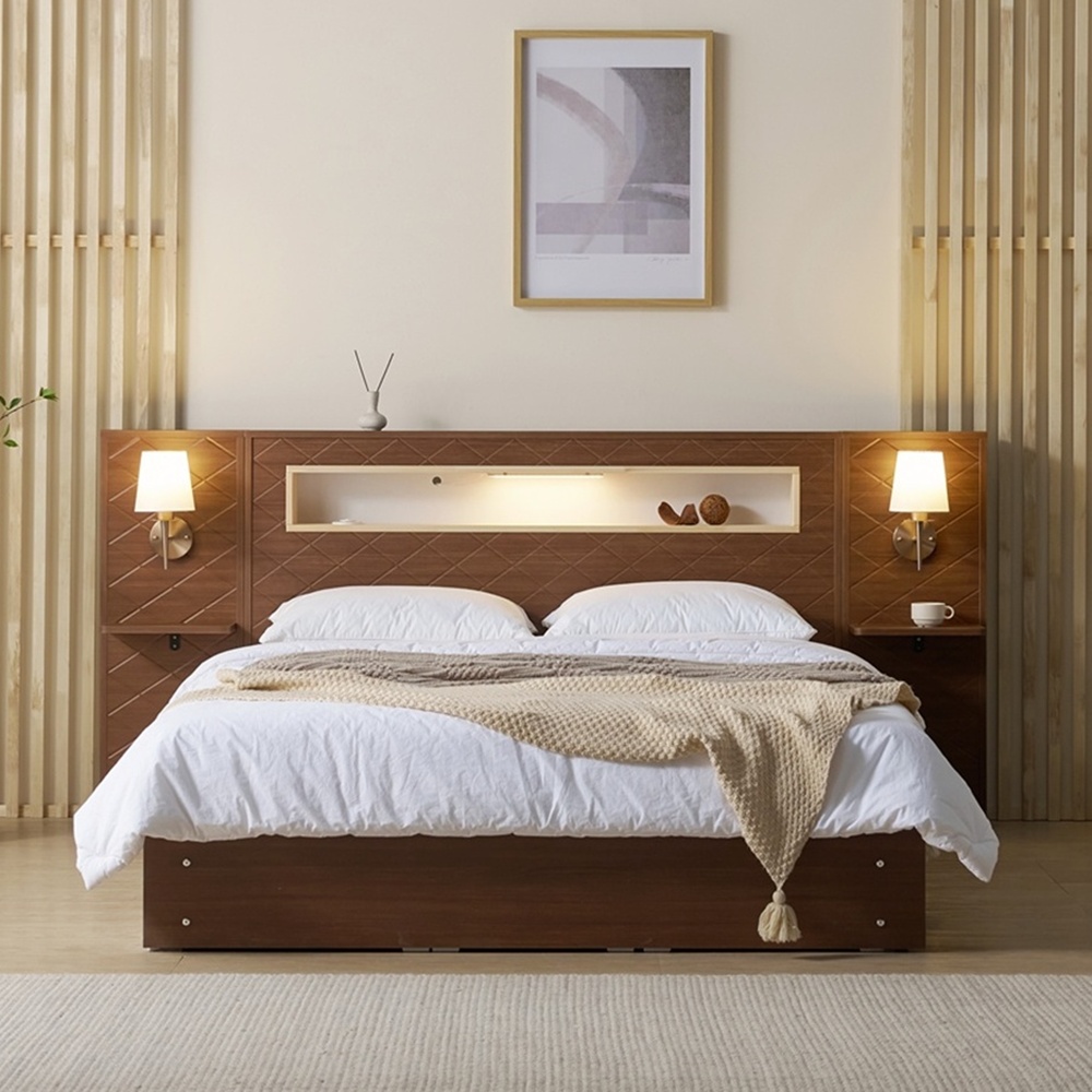 파르테 신혼부부 높은 서랍형 트윈베드 호텔침대 퀸사이즈프레임