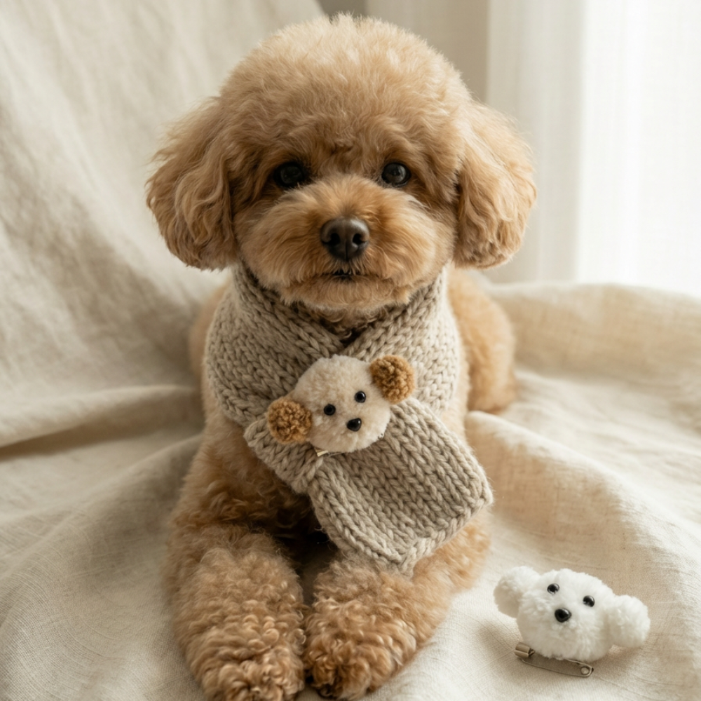 뚜담펫 목도리고정핀 푸들 뽀글이 브로치