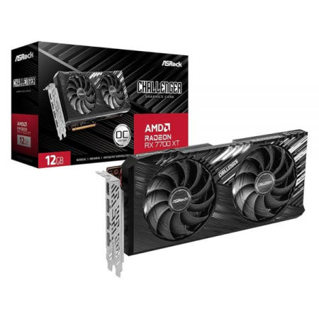 [해외]ASRock AMD 라데온 RX 7700 XT 챌린저 12GB GDDR6 192비트 0dB 무소음 냉각 7680 x 4320 디스플레이 포트 HDMI LED 표시기 18Gb