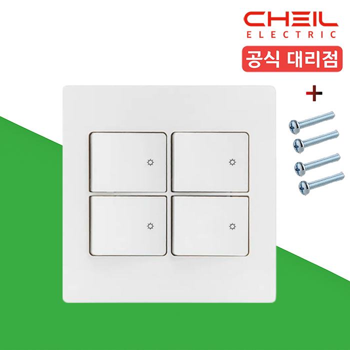 제일 디노 스위치 중4구 거실 전기 전등 스위치 화이트 D-INNO 커버 - 상품 이미지