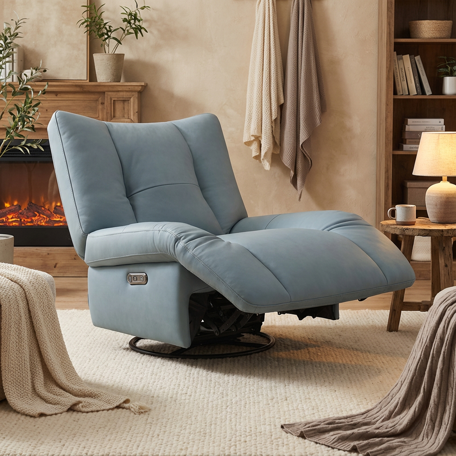 웜블 1인용 리클라이너 가죽 소파 1인 흔들 의자 편안한 안락 쇼파 흔들리는 스트레스리스