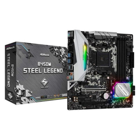 [해외]ASRock 마이크로 ATX 마더보드 B450M 스틸 레전드 소켓 AM4 AMD Promontory B450 DDR4 쿼드 CrossFireX SATA3&USB3.1 M.2