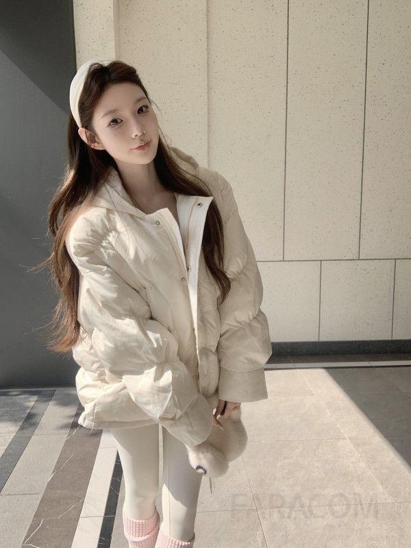 여성 빈티지 레트로 미니멀 유니크 루즈핏 헤비 후드 셔링 집업 퀼팅 패딩 점퍼 아우터 숏패딩 스트릿 - 상세 이미지 3