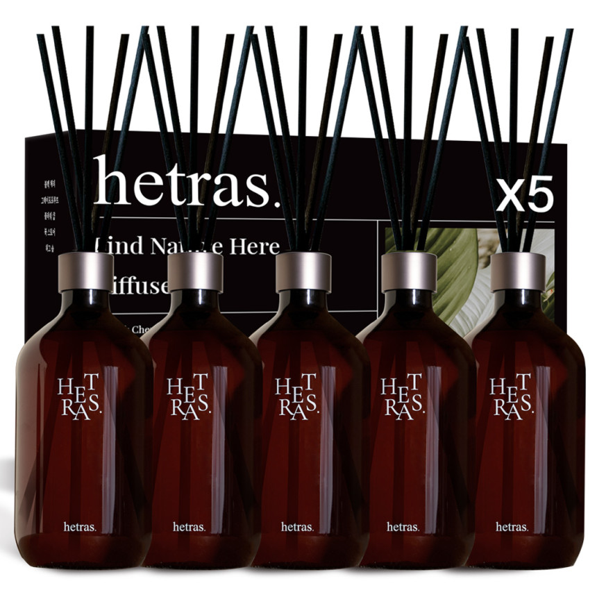 헤트라스 프리미엄 대용량 디퓨저 500mlx5개 선물세트 실내방향제 블랙체리 플라워파크 그레이프 북스토어 허그솝 사진 1