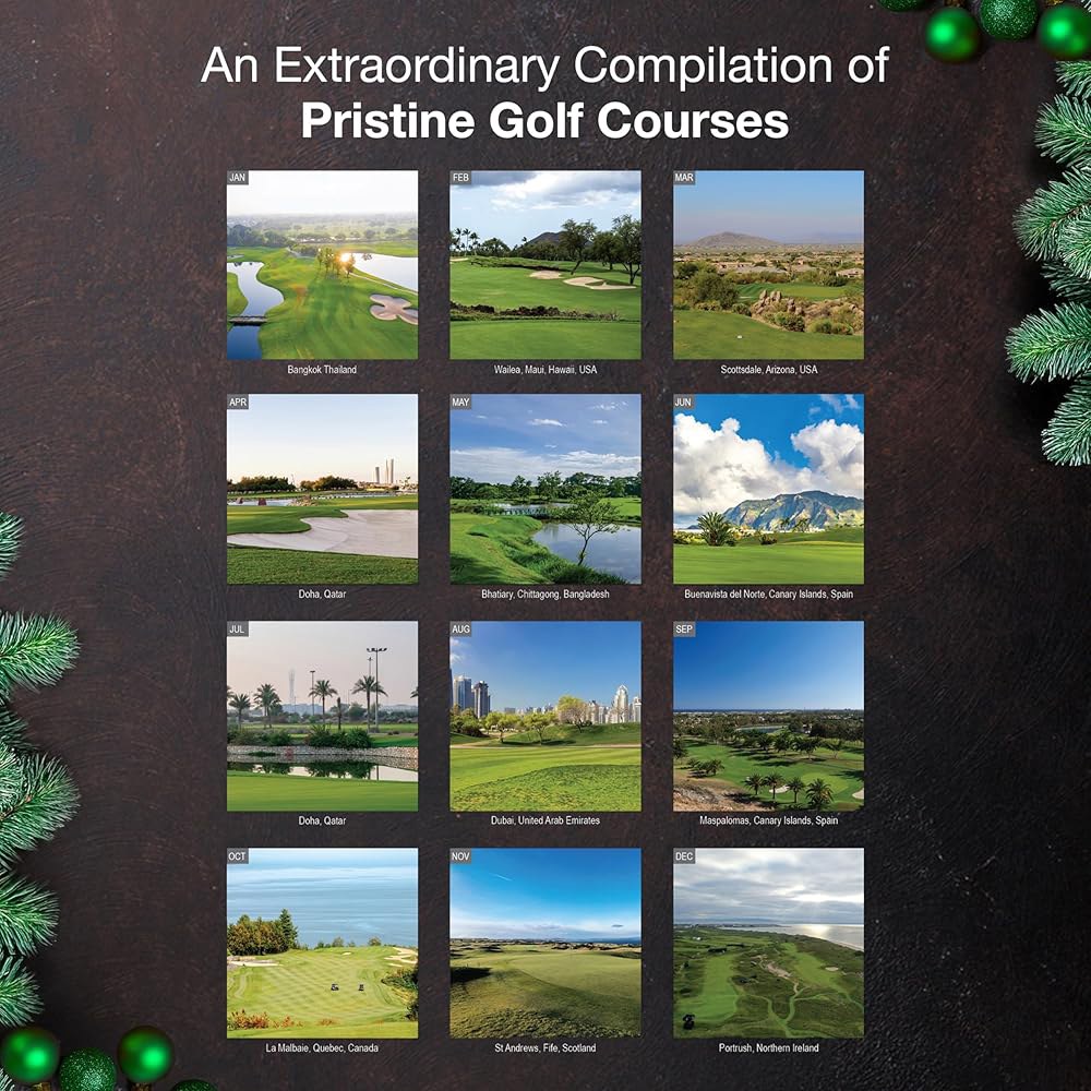 Golf Courses 2026 벽 달력 30.5cm 튼튼한 x 선물 12개월 두껍고 오픈 종이 61cm(12인치 24인치) - 상세 이미지 3