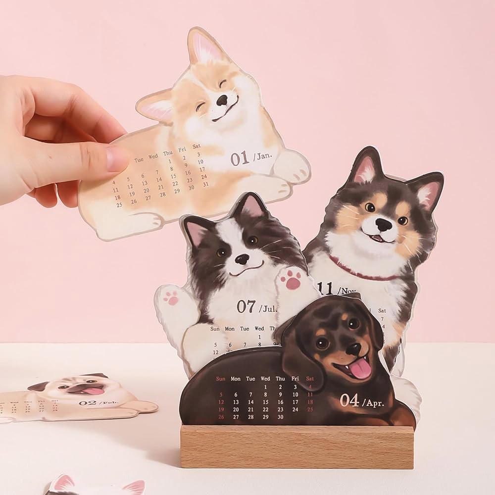 미니 책상 달력 창의적이고 귀여운 애완동물 장식 16.5cm 강아지 월간 - 독특한 모양 5.5인치) x 14cm(6.5인치 데스크탑 Cats - 상세 이미지 2