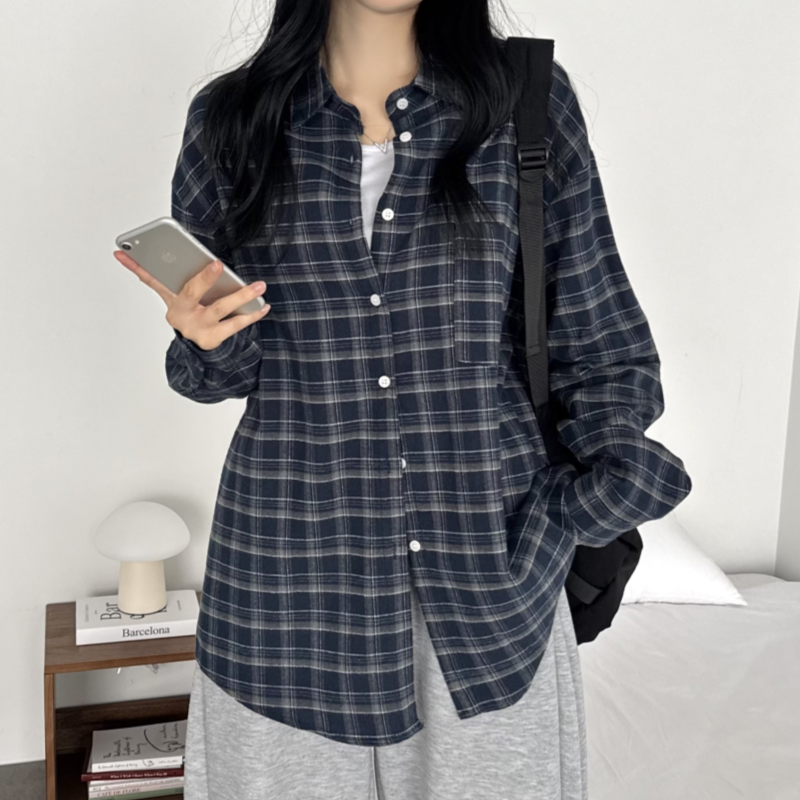 체크남방 레드셔츠 오버핏셔츠 겨울남방 이미지 6