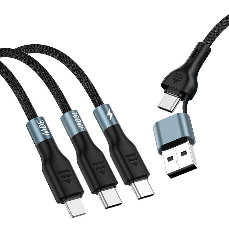 바라보고 듀오트리 2in3 100W 멀티 고속충전 케이블 블랙, 1개, 2m - 상세 이미지 5