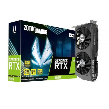 ZOTAC [해외]ZOTAC 게이밍 지포스 RTX™ 3050 ECO 에디션 8GB GDDR6 128비트 14Gbps PCIE 4.0 그래픽 카드, 액티브 팬 컨트롤, 프리즈 스톱, ZT-A3