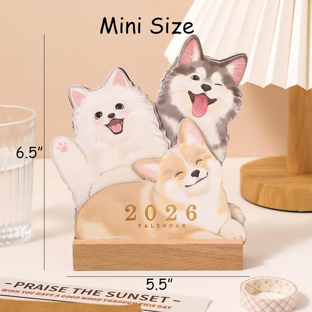 미니 책상 달력 창의적이고 귀여운 애완동물 장식 16.5cm 강아지 월간 - 독특한 모양 5.5인치) x 14cm(6.5인치 데스크탑 Cats - 상세 이미지 3