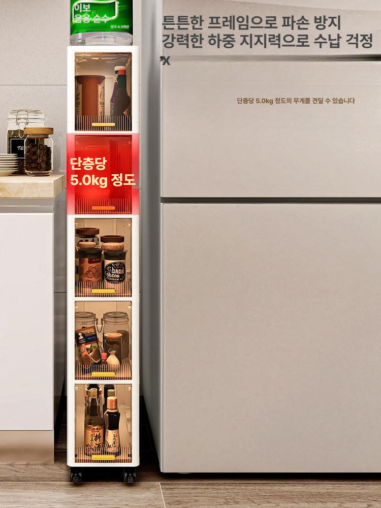 거실 주방 이동식 다용도 정리 소형 트롤리 폭20cm 3칸 - 상세 이미지 3