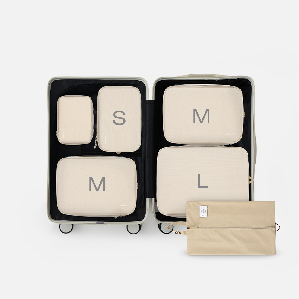 브랜든 여행 압축 파우치 세트 S+M+M+L+워시백+슈즈 파우치 캐리어 정리백 상세 이미지 2