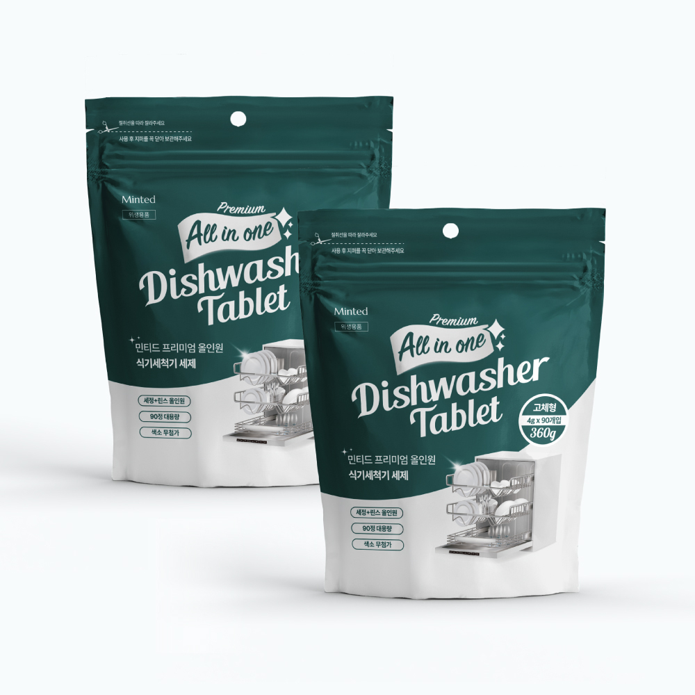 [민티드] 올인원 식기세척기 세제 90정 2개 제품 이미지