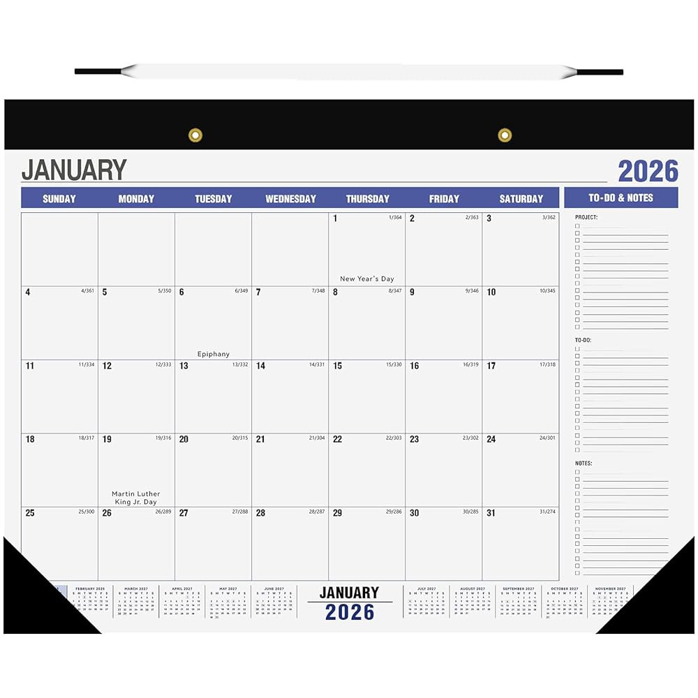 Denchware 2026-2027 대형 책상 달력, x 프로텍터, 오피스용 17인치), 1월-6월 코너 및 18월간 심플 목록 일 큰 - 43.2cm(2026 2026년 있는 - 상세 이미지 3