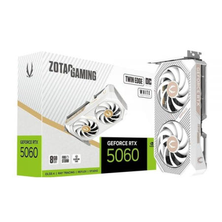 [해외]ZOTAC 게이밍 지포스 RTX 5060 트윈 엣지 OC 화이트 에디션 DLSS 4 8GB GDDR7 128비트 28Gbps PCIE 5.0 그래픽 카드, SFF-Ready