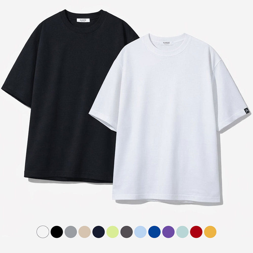 포인트라벨 오버핏 반팔 티셔츠 13color 면 흰티 무지 가격 비교 NanDe 포인트라벨 오버핏 반팔 티셔츠 13color 면 흰티 무지