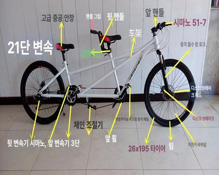 2인용 자전거 접이식 커플 자전거 관광지 더블라이딩 레저 바이크 - 상세 이미지 2