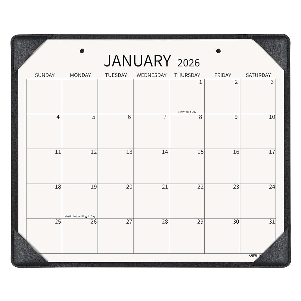 Yibukiu 책상 달력 2026-2027 데스크탑 홈 포함, 6월까지, 2027년 11인치) 패드 블랙 달력, 캘린더 35.6 매트 27.9cm(14 1월부터 미디엄 2026년 - 상품 이미지