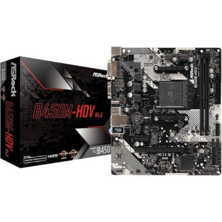 [해외]ASRock 마이크로 ATX AMD 마더보드 B450M-HDV R4.0 AM4 Promontory B450 SATA 6Gbs