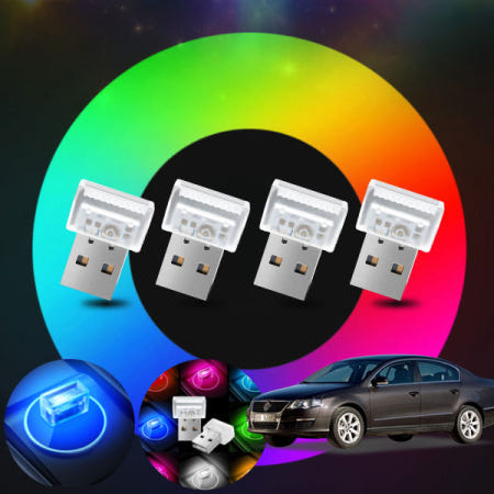 [자체제작]폭스바겐 파사트 6세대 2.0TDI (CBA) 차량용 USB LED 무드등 7컬러 앰비언트 조명 4개
