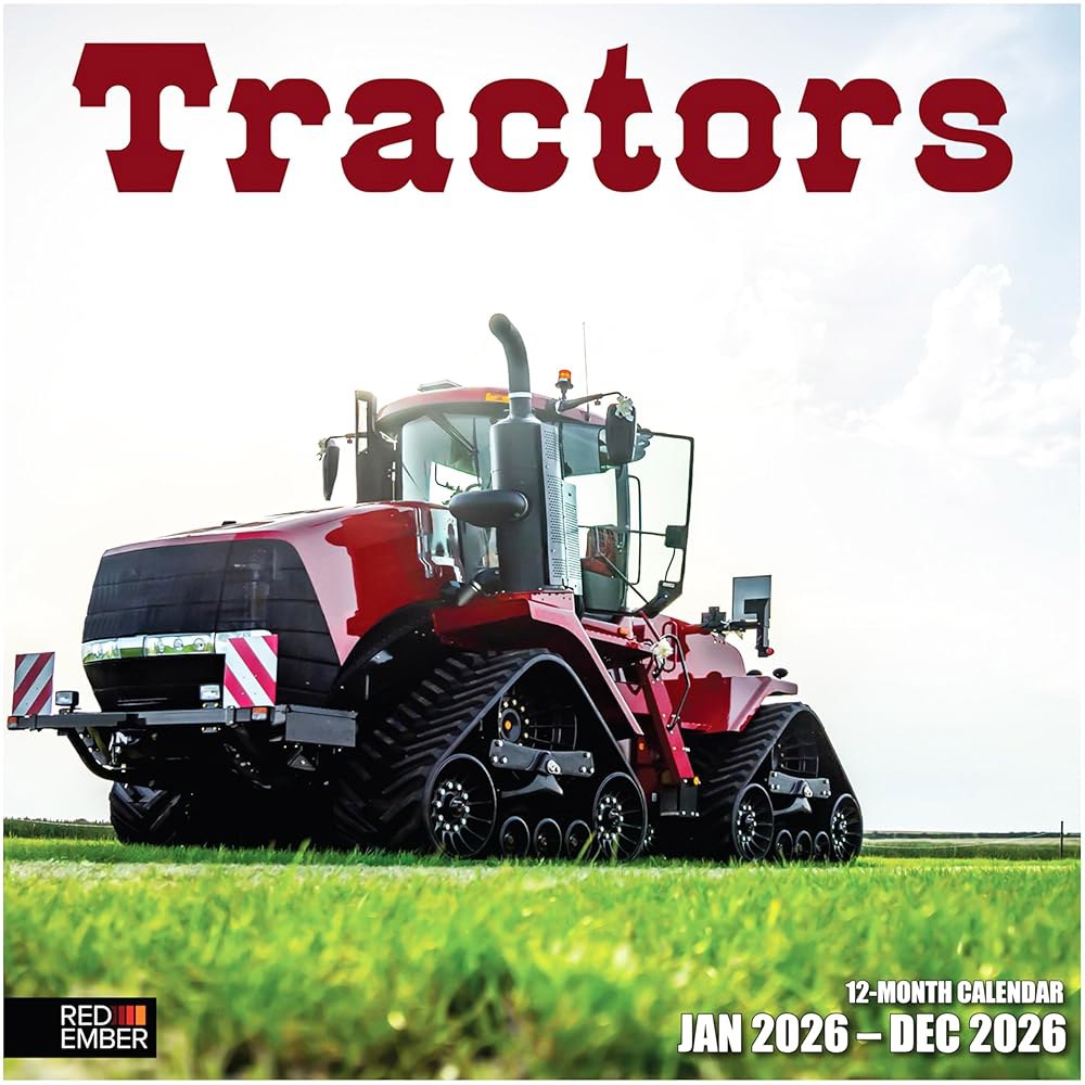 Tractors 2026 벽 달력 12개월 24인치) 두껍고 종이 튼튼한 때 선물 61cm(12인치 펼쳤을 x 30.5cm 01 - Tractors New 2026 - 상품 이미지