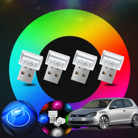 [자체제작]폭스바겐 골프 6세대 2.0TDI (CBA) 차량용 USB LED 무드등 7컬러 앰비언트 조명 4개