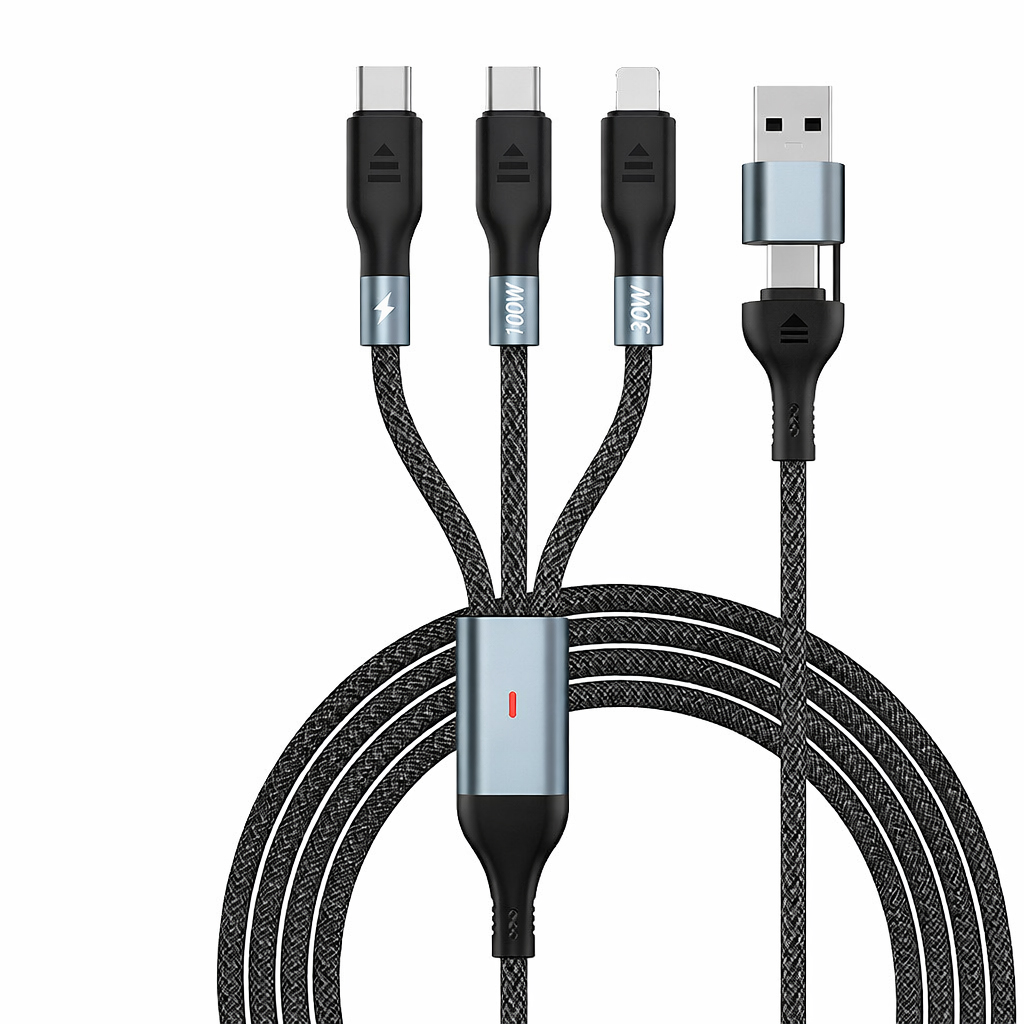 바라보고 듀오트리 2in3 100W 멀티 고속충전 케이블 블랙, 1개, 2m - 상세 이미지 3