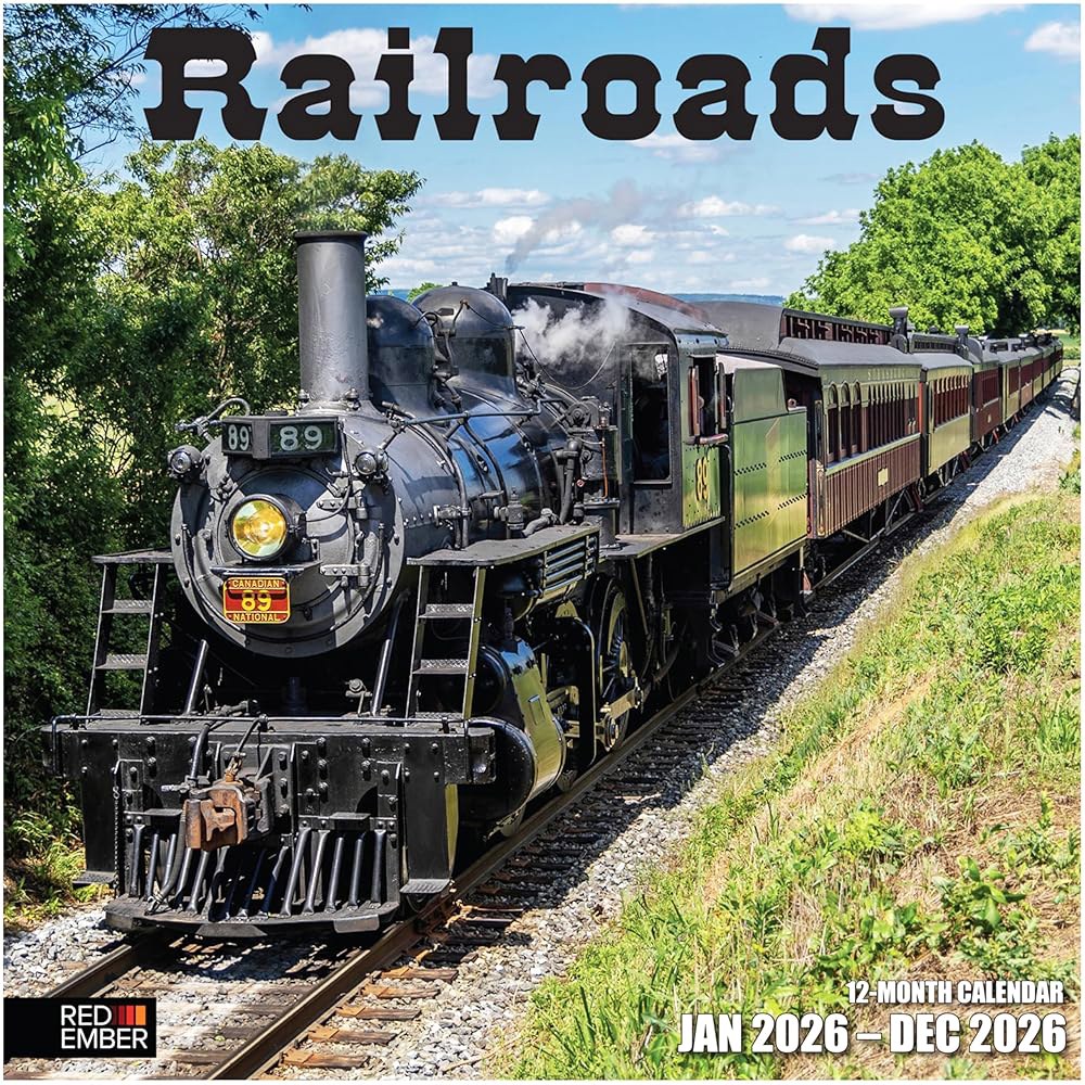 Railroads 2026 벽 달력 12개월 튼튼한 30.5cm 펼쳤을 61cm(12인치 두껍고 선물 24인치) 종이 때 01 - Railroads New 2026 - 상품 이미지