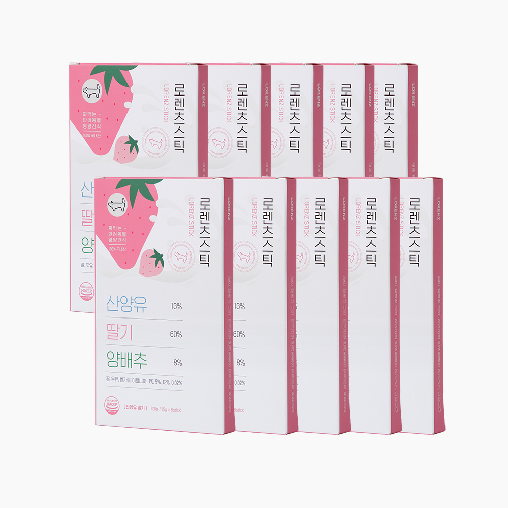 [무료배송] 로렌츠스틱 강아지츄르 퓨레 짜먹는간식 산양유딸기, 15g, 80개 - 상품 이미지
