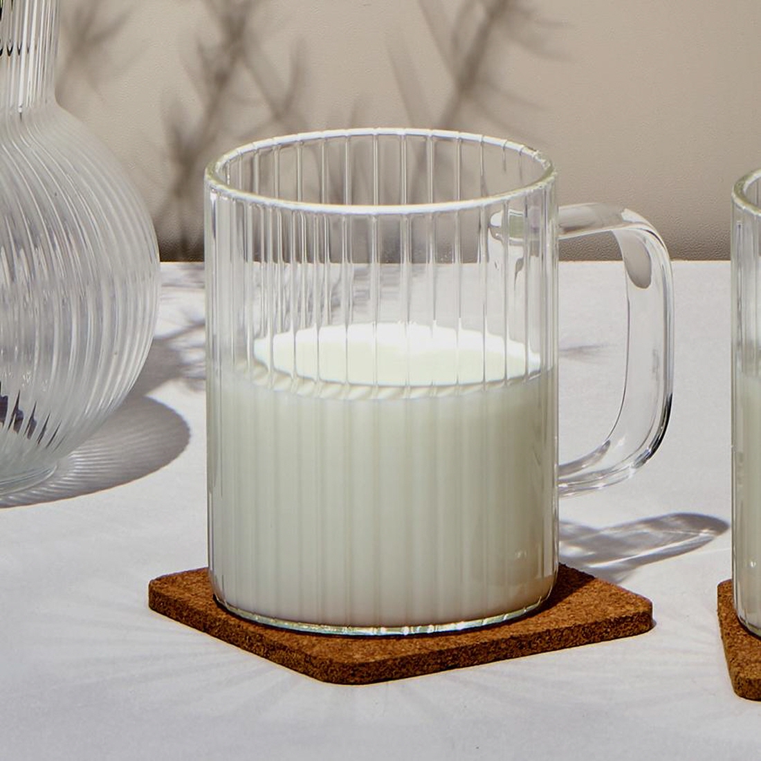 플리츠 내열 유리컵 1+1 아이스 아메리카노 아인슈페너 플랫화이트 맥주잔 320ml, 2개, 일자컵 - 상세 이미지 3