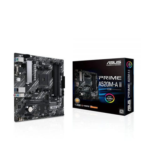 에이수스 [해외]ASUS Prime A520M-A II/CSM AMD AM4(3세대 Ryzen) microATX 상업용 마더보드(ECC 메모리, M.2 지원, 1Gb 이더넷, DP/HDMI
