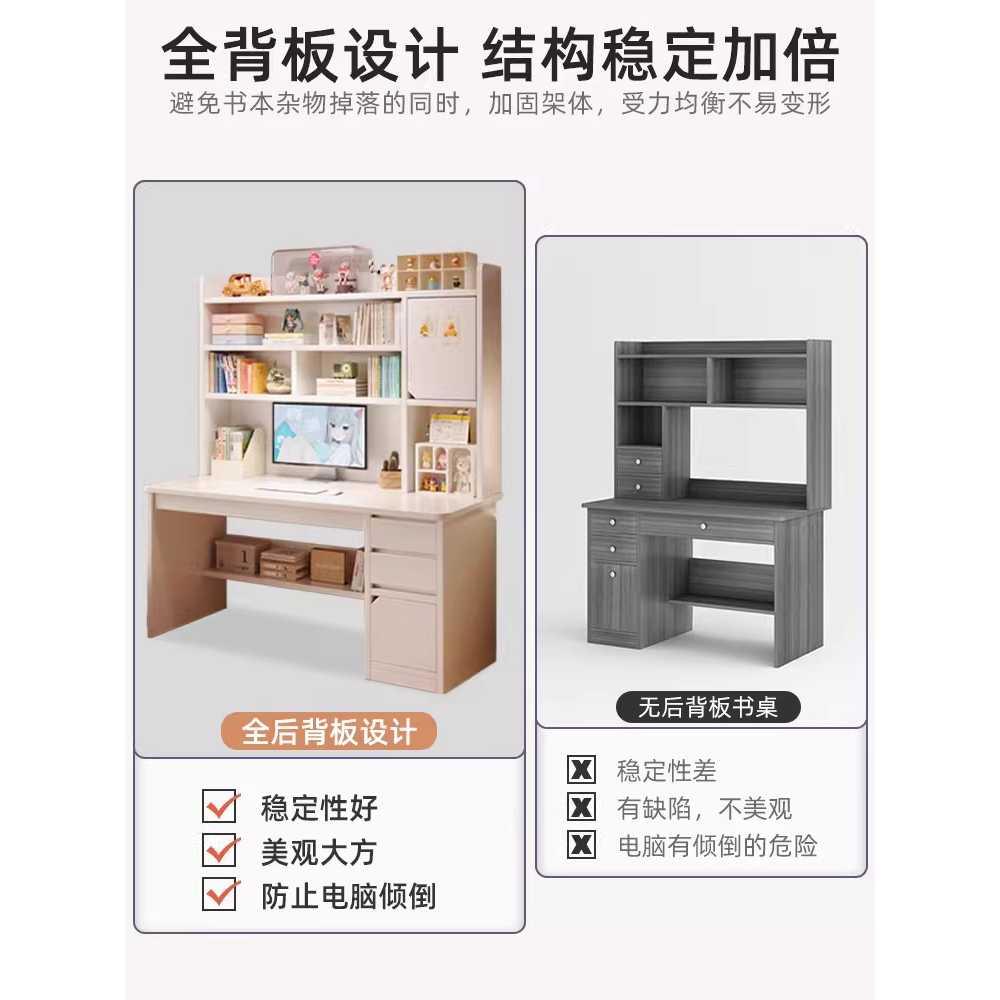 학생 책상 서랍형 다용도 공부방 컴퓨터 화이트 넓은 100cm 서랍형 그레이 - 상세 이미지 3