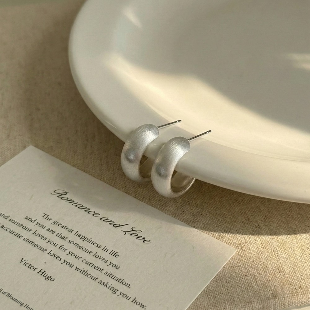 [당일출고] 매트 무광 스크래치 데일리 포인트 스터드 은침 귀걸이 [실버 골드] N668 이미지 7