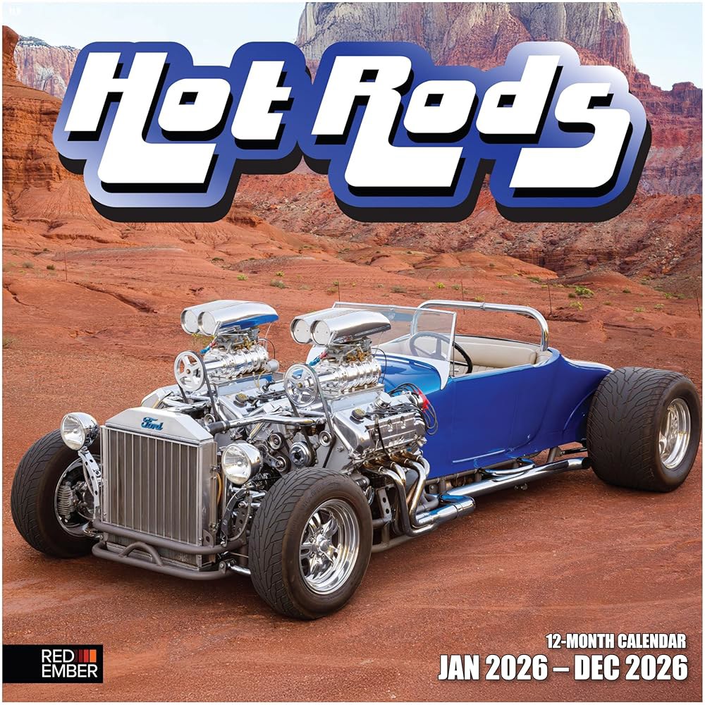 Hot Rods 2026 벽 달력 펼쳤을 두껍고 24인치) x 튼튼한 30.5cm 12개월 선물 종이 때 61cm(12인치 01 - Hot Rods New 2026 - 상품 이미지