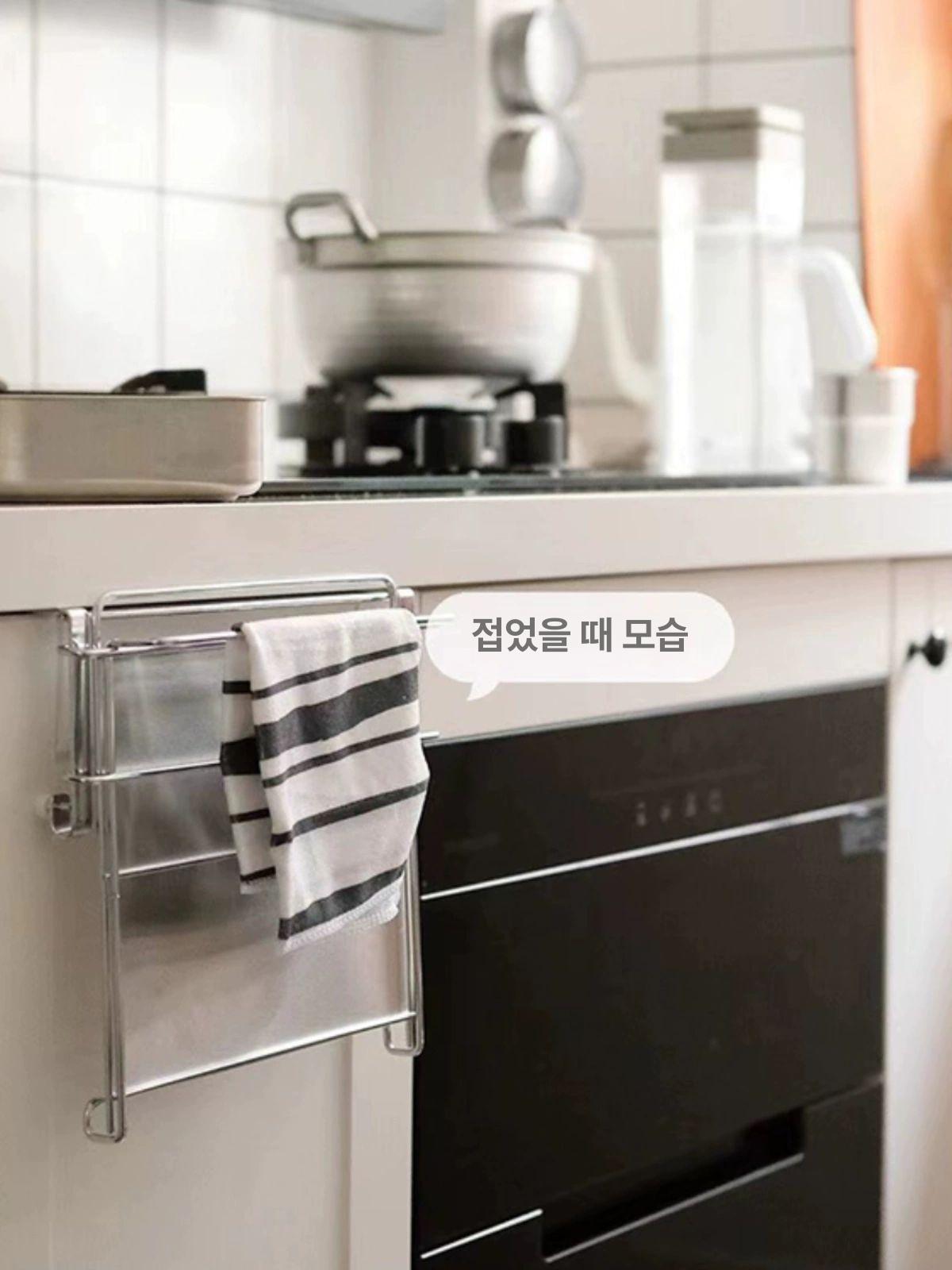 접이식 주방 보조 홈바 선반 조리대 테이블 미니 아일랜드 실버 30x31cm 1단 - 상세 이미지 2