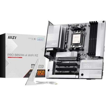 MSI [해외]MSI PRO B850M-A WiFi PZ 마더보드, 백 커넥트 mATX - AMD Ryzen 9000/8000 / 7000 프로세서, AM5 DDR5 메모리 부스트 (82