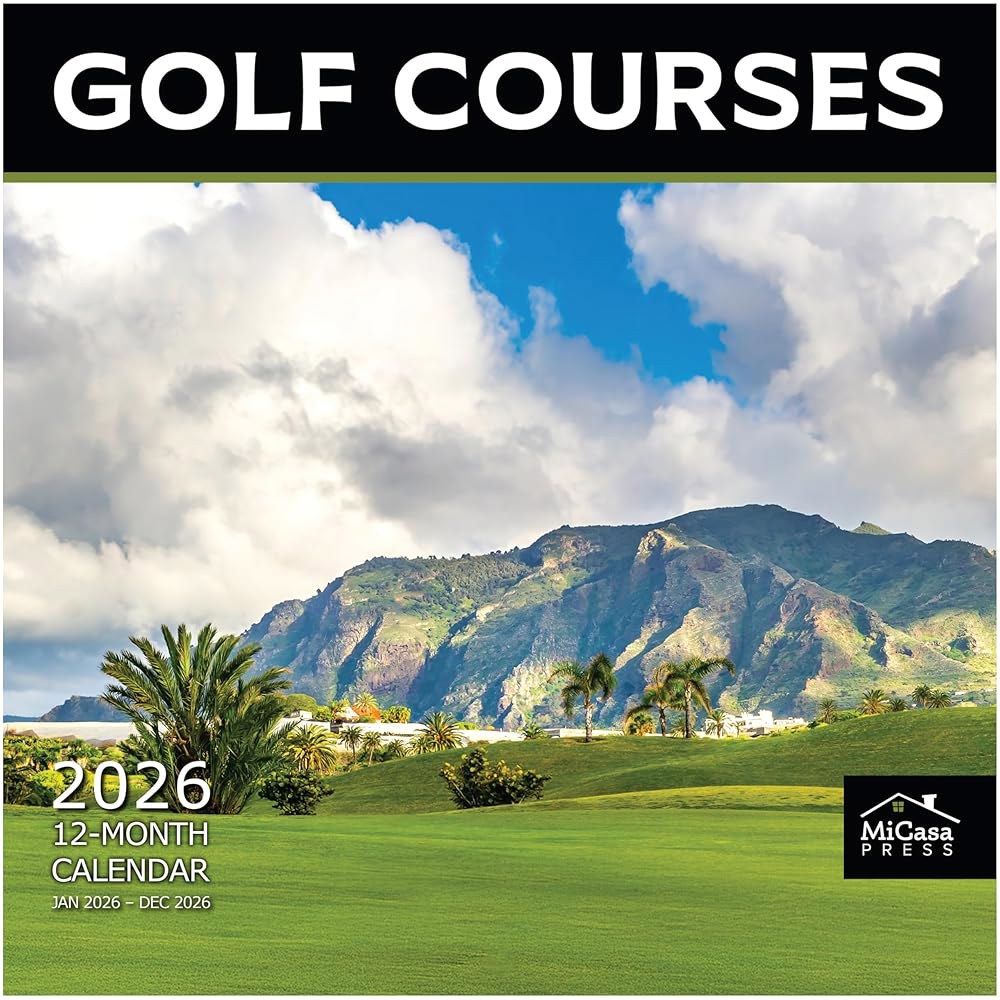 Golf Courses 2026 벽 달력 30.5cm 튼튼한 x 선물 12개월 두껍고 오픈 종이 61cm(12인치 24인치) - 상품 이미지