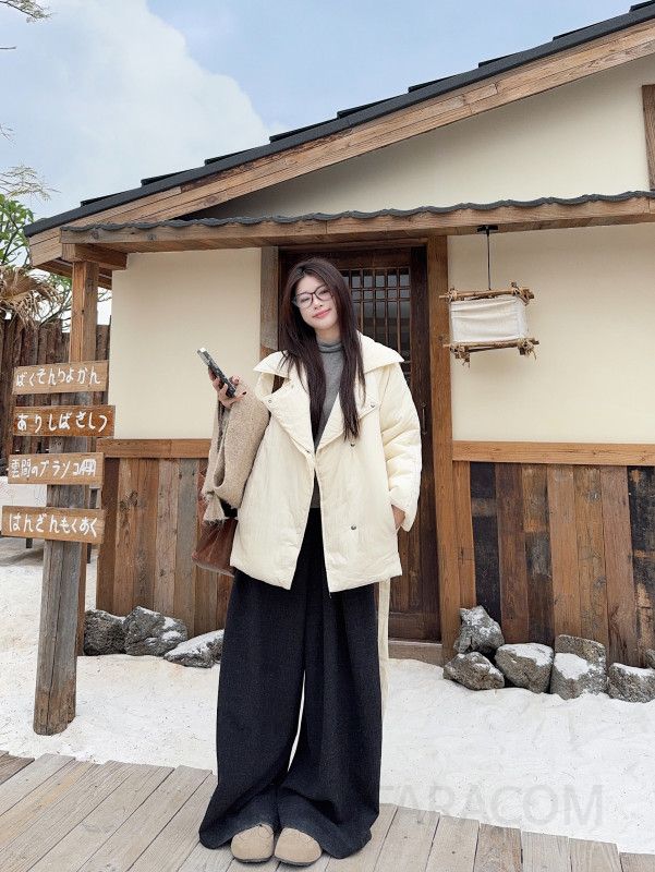 여성 빈티지 감성 루즈핏 패딩 셔링 디테일 하이넥 퀄팅 솜 패딩 점퍼 자켓 오피스룩 데일리 출근룩 꾸안꾸 - 상세 이미지 3