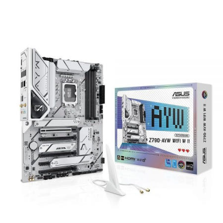 에이수스 [해외]ASUS Z790-AYW WiFi W II 인텔 Z790 (LGA 1700) ATX 마더보드, PCIe® 5.0, 3X M.2, 12+1 DrMOS, DDR5, 6, 2.5