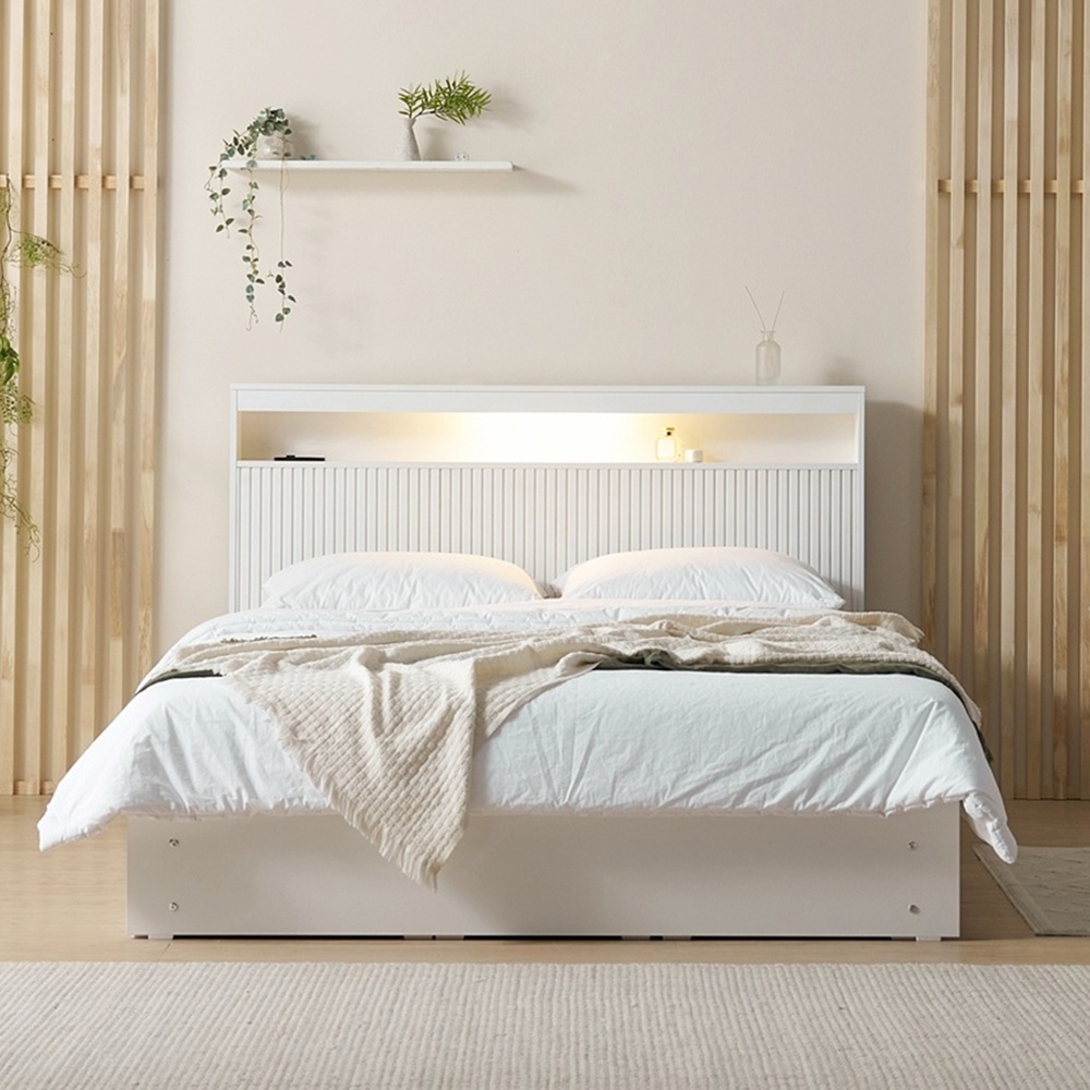 포레디 신혼부부 높은 템바보드 퀸사이즈프레임 서랍형 수납침대