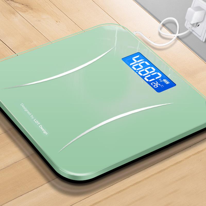 가정용 충전식 전자 바디체중계 인체 체지방 측정기 스마트 저울 그린 26 x 26cm 배터리 - 상품 이미지