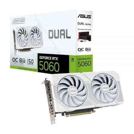 [해외]ASUS 듀얼 지포스 RTX 5060 8GB GDDR7 화이트 OC 에디션 (PCIe 5.0, GDDR7, DLSS 4, HDMI 2.1b, 디스플레이 포트 2.5슬롯, A