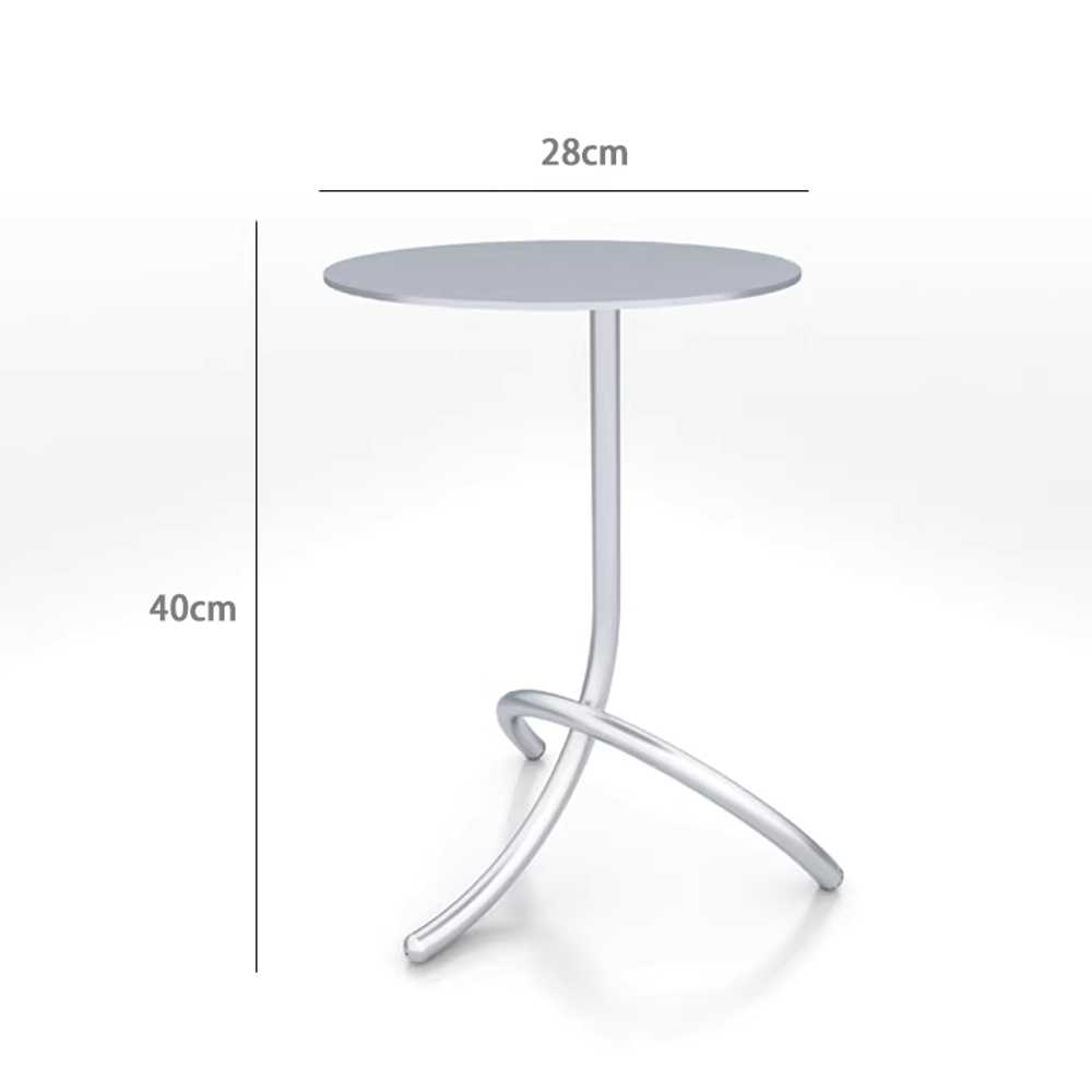 미니 테이블 사이드 디자인 이동식 스탠드 원형 소품 브러시드 실버 28x40cm - 상세 이미지 5