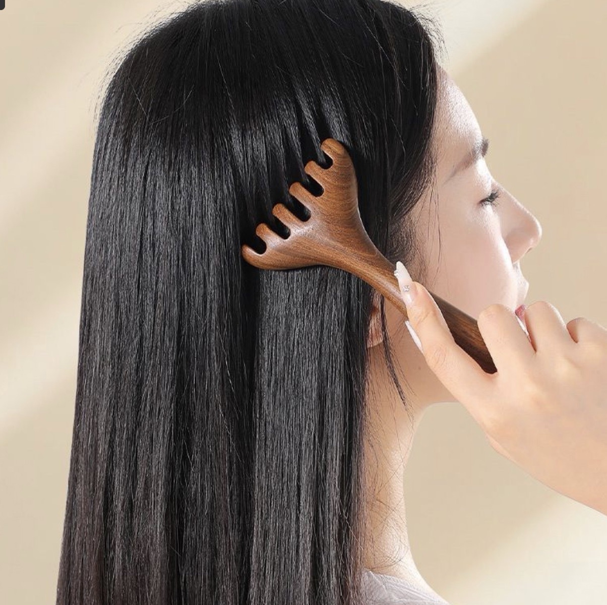 원목헤어괄사빗 두피케어빗 마사지빗 - 상품 이미지