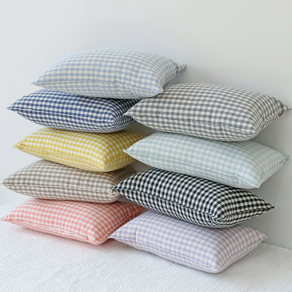깅엄 체크 워싱 광목 순면 미니 쿠션 작은 베개커버 컬러9종 30x50